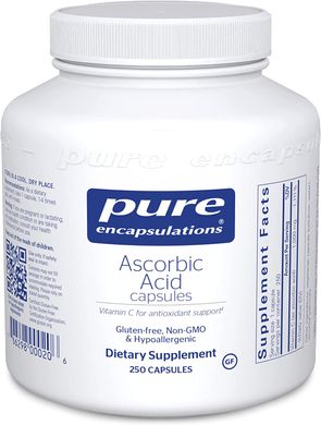 Аскорбиновая кислота, Ascorbic Acid, Pure Encapsulations, 250 капсул (PE-00020), фото