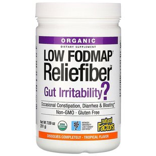 Natural Factors, Organic Low Fodmap Reliefiber, тропічний аромат, 201 г (NFS-04992), фото