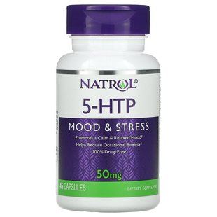 Natrol, 5-HTP, Настрій та стрес, 50 ​​мг, 45 капсул (NTL-00882), фото