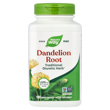 Корень одуванчика 525 мг Nature's Way Dandelion Root - 180 веганских капсул, фото