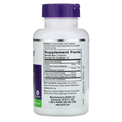 Natrol, Carb Intercept з Phase 2 Carb Controller, добавка для зниження ваги, 500 мг, 60 рослинних капсул (NTL-16176), фото