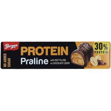 Bergen BRG-58512 Протеїнове праліне Bergen з арахісовим кремом в молочному шоколаді | без цукру - 50 г Протеїнове праліне Bergen з арахісовим кремом в молочному шоколаді | без цукру - 50 г, фото