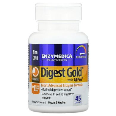 Enzymedica, Digest Gold с ATPro, добавка с пищеварительными ферментами, 45 капсул (ENZ-20211), фото