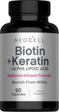 Биотин + кератин с альфа-липоевой кислотой NeoCell Biotin + Keratin & Alpha Lipoic Acid - 90 капсул, фото