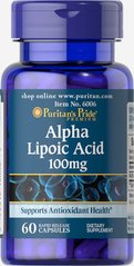 Альфа-липоевая кислота, Alpha Lipoic Acid 100 mg, Puritan's Pride, 100 мг, 60 капсул (PTP-16006), фото