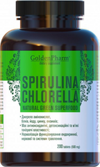 Golden Pharm, Спіруліна + Хлорелла, 200 таблеток (GLF-47065), фото