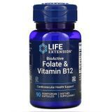 Life Extension LEX-18429 Life Extension, біоактивні фолат та вітамін B12, 90 вегетаріанських капсул (LEX-18429)