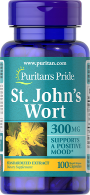 Puritan's Pride, Стандартизований екстракт звіробою, 300 мг, 100 капсул (PTP-15070), фото
