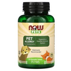 Now Foods, Pets, Pet Allergy, средство от аллергии для домашних питомцев, 75 жевательных таблеток (NOW-04304), фото