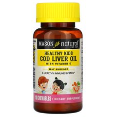 Масло печени трески с витамином D, вкус апельсина, Cod Liver Oil with Vitamin D, Mason Natural, 100 жевательных таблеток (MAV-15121), фото