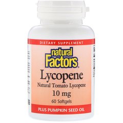 Ликопин (Lycopene), Natural Factors, 10 мг, 60 гелевых капсул (NFS-01016), фото