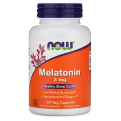 Now Foods, мелатонін, 3 мг, 180 рослинних капсул (NOW-03257), фото