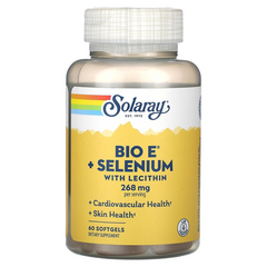 Solaray, Bio E + селен з лецитином, 134 мг, 60 м'яких таблеток (SOR-04168), фото