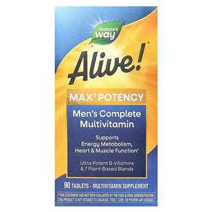 Nature's Way, Alive! Max3 Potency, мультивитамины для мужчин, 90 таблеток (NWY-15542), фото