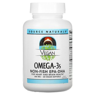 Source Naturals, Веганська Омега 3S, ЕПК-ДГК, 300 мг, 60 веганських м'яких пігулок (SNS-02459), фото