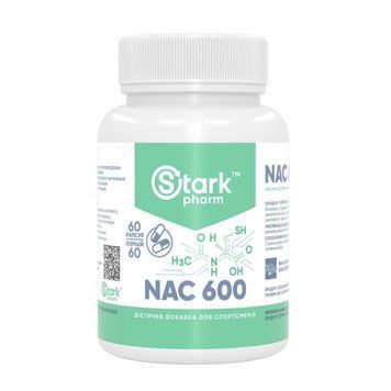 Stark Pharm, NAC, N-ацетилцистеїн, 600 мг, 60 капсул (STP-05215), фото
