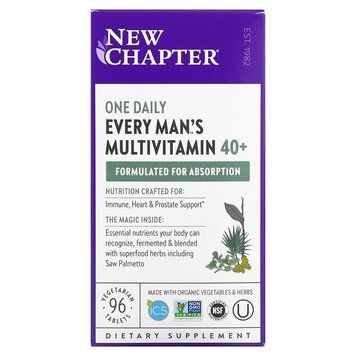 New Chapter, Every Man, ежедневная мультивитаминная добавка для мужчин старше 40 лет, 96 вегетарианских таблеток (NCR-00373), фото
