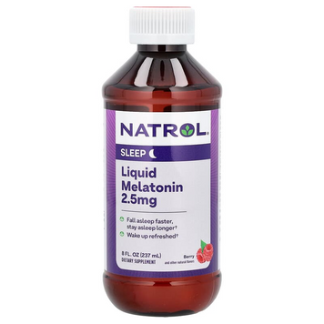 Natrol, Жидкий мелатонин для сна, ягодный вкус, 2,5 мг, 237 мл (NTL-07405), фото