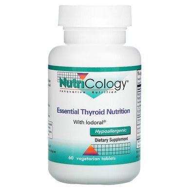 Nutricology, Essential Thyroid Nutrition з йодоралом, 60 вегетаріанських пігулок (ARG-57670), фото