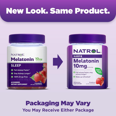 Natrol, Мелатонин, 10 мг, вкус клубники, 60 жевательных конфет (NTL-07586), фото
