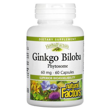 Natural Factors, фитосомы гинкго билоба, 60 мг, 60 капсул (NFS-04805), фото