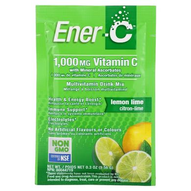 Ener-C, Витамин C, смесь для приготовления мультивитаминного напитка со вкусом лайма и лимона, 1000 мг, 30 пакетиков (ENR-00101), фото