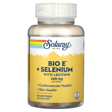 Solaray, Bio E + селен з лецитином, 134 мг, 60 м'яких таблеток (SOR-04168), фото