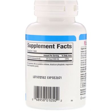Витамин Д3, Natural Factors, 1000 МЕ, 90 таблеток (NFS-01050), фото