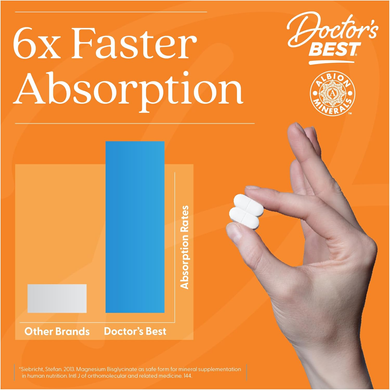 Хелатный магний Albion&reg; TRAACS&reg; Doctor's Best High Absorption Magnesium Glycinate Lysinate 100 мг - 240 таблеток, фото