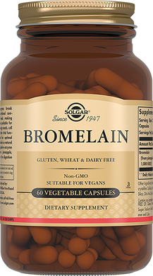 Solgar, Бромелайн, 500 мг, 60 вегетарианских капсул (SOL-40046), фото