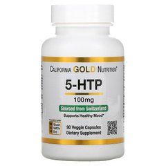 California Gold Nutrition, 5-гидрокситриптофан, экстракт семян гриффонии простолистной из Швейцарии, 100 мг, 90 вегетарианских капсул (CGN-01173), фото