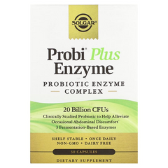 Solgar, Probi Plus Enzyme, пробиотический ферментный комплекс, 20 млрд КОЕ, 30 капсул (SOL-30396), фото