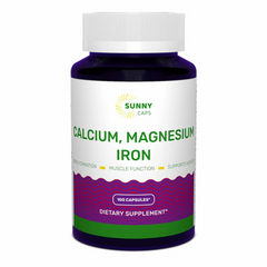 Кальций, магний, железо, Calcium, Magnesium and Iron Powerfull, Sunny Caps, 100 капсул (SUN-530746), фото