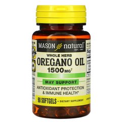 Масло Орегано 1500 мг, Oregano Oil, Mason Natural, 90 гелевих капсул (MAV-15319), фото