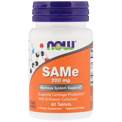 Аденозілметіонін, SAM-e, Now Foods, 200 мг, 60 табл., (NOW-00138), фото