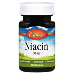 Ніацин (Вітамін В3), Niacin, Carlson Labs, 50 мг, 100 таблеток (CAR-02760), фото