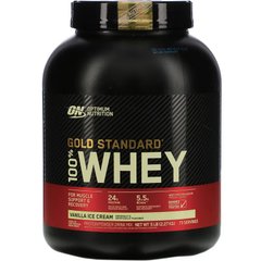 Optimum Nutrition, 100% Whey Gold Standard, сироватковий протеїн, зі смаком ванільного морозива, 2270 г (OPN-02870), фото