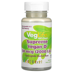 Веганский витамин Д, Vegan D, VegLife, 2000 МО, 100 таблеток (VGL-87031), фото