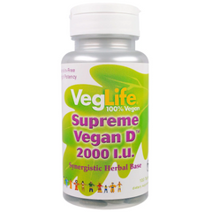 Веганский витамин Д, Vegan D, VegLife, 2000 МЕ, 100 таблеток (VGL-87031), фото