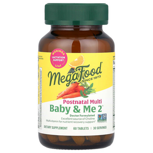 MegaFood, Baby & Me 2, мультивітаміни для післяпологового періоду, 60 таблеток (MGF-10428), фото