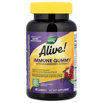 Комплекс із бузиною для імунітету Nature's Way Alive! Immune Gummy | виноград і вишня - 90 жувальних мармеладок, фото