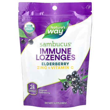Льодяники з бузиною, цинком і вітаміном C Nature's Way Sambucus Immune Lozenges | бузина - 24 льодяників, фото
