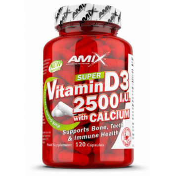 Amix, Super Vitamin D3 2500 МЕ + Кальций 250 мг, 120 капсул (822620), фото