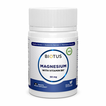 Магній і вітамін В6, Magnesium with Vitamin B6, Biotus, 30 таблеток (BIO-530272), фото