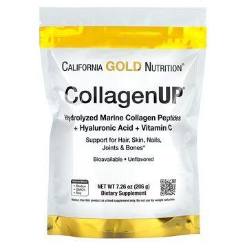California Gold Nutrition, CollagenUP, морской гидролизованный коллаген, гиалуроновая кислота и витамин C, с нейтральным вкусом, 206 г (CGN-01033), фото