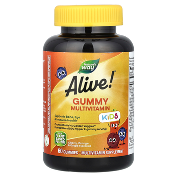 Дитячі мультивітаміни Nature's Way Alive! Kids Gummy Multivitamin | вишня, апельсин і виноград - 60 жувальних мармеладок, фото