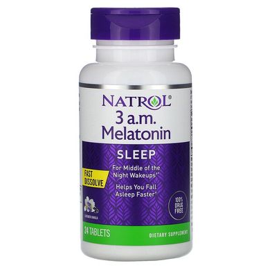 Natrol, 3 A.M. Melatonin, Fast Dissolve, Lavender Vanilla, 24 таблетки (NTL-07698), фото