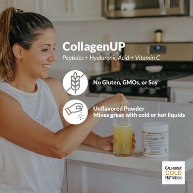 California Gold Nutrition, CollagenUP, морской гидролизованный коллаген, гиалуроновая кислота и витамин C, с нейтральным вкусом, 206 г (CGN-01033), фото