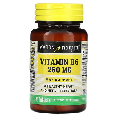 Mason Natural, Вітамін B6, 250 мг, 60 таблеток (MAV-07295), фото
