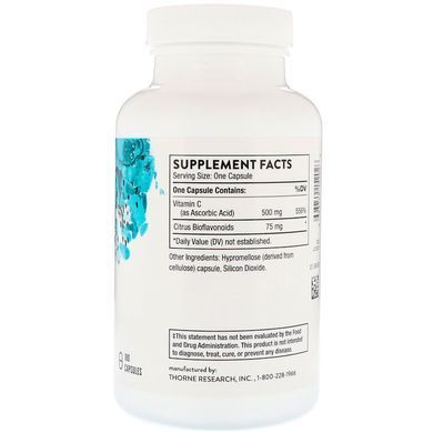 Витамин C (Аскорбиновая кислота) Thorne Vitamin C - 500 мг - 180 капсул, фото